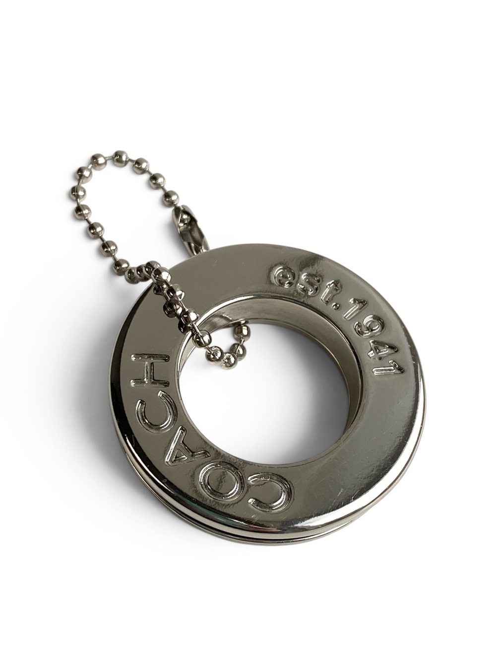 Coach Silver Circle Hangtag Bag Charm - Picture 2 of 3